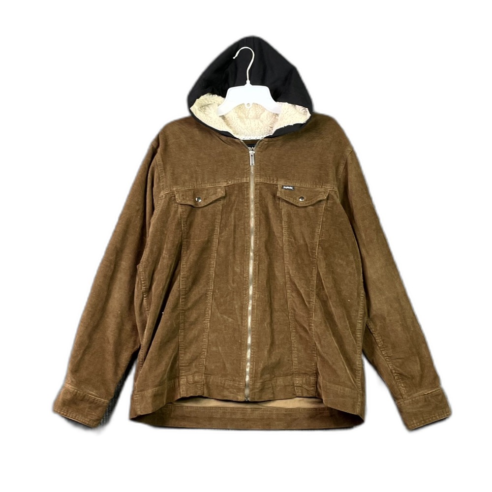 Tony Hawk Corduroy Hooded Skater Jacket Men XL Full Zip Stretch Performance Surf